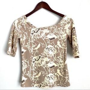 LULULEMON Womens 4 Tan Yellow Patterned Align Short Sleeve Tshirt Rare G9